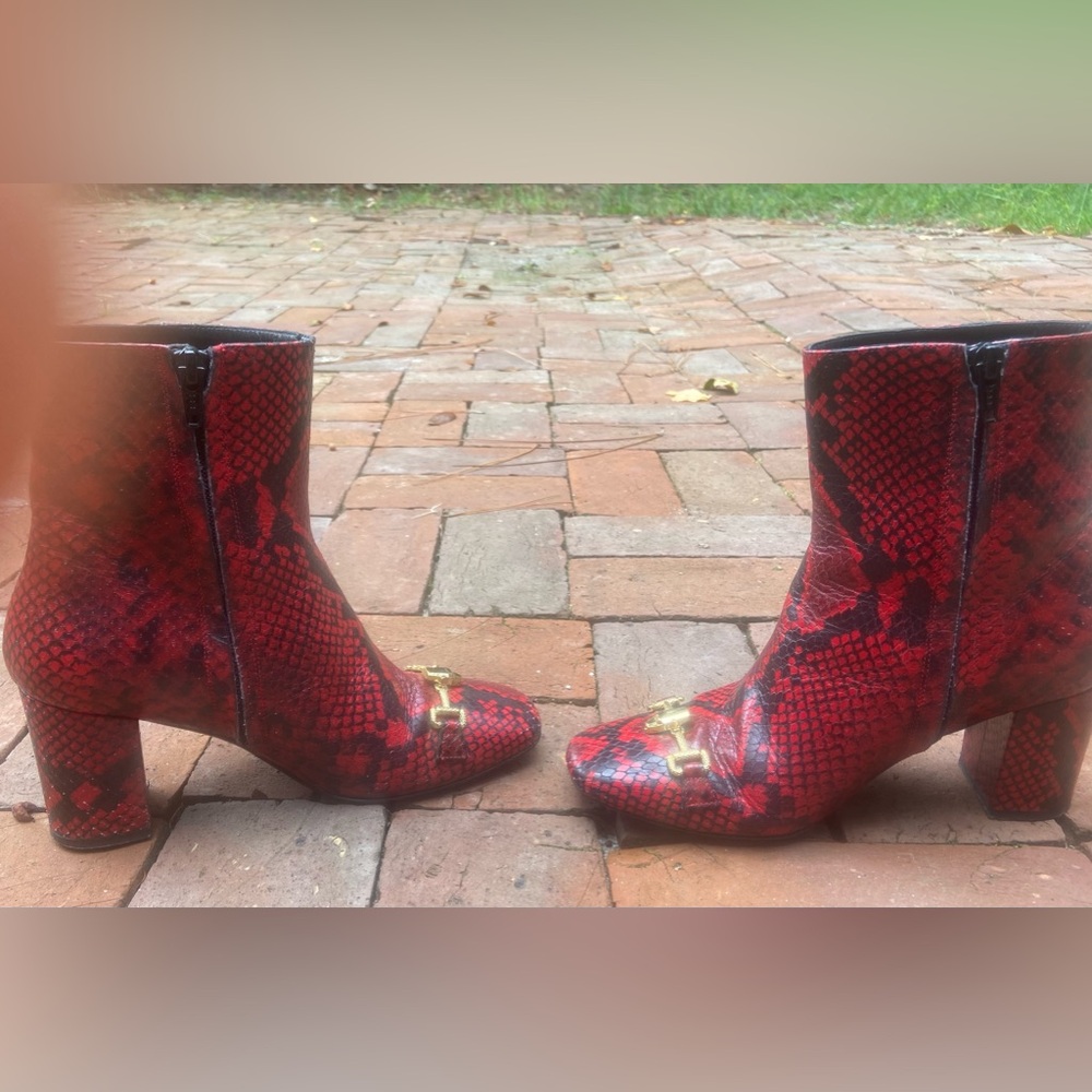 Cavalli Class By Roberto Cavalli Red Python Bootie - image 7